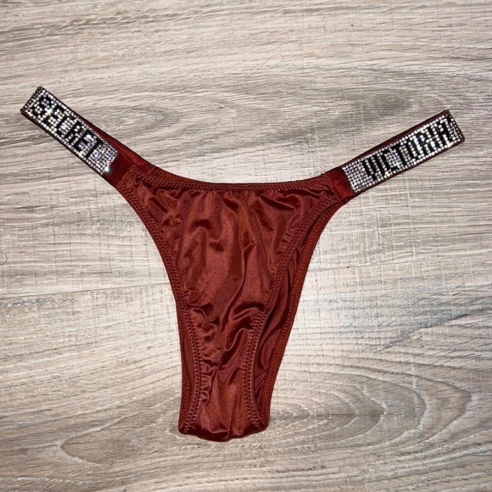 Victoria’s Secret rhinestone shine strap Brazilian, very sexy brown panty